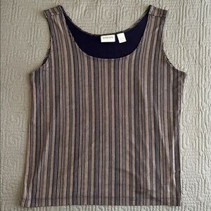 Chico's Elegant Brown and Navy Striped Top